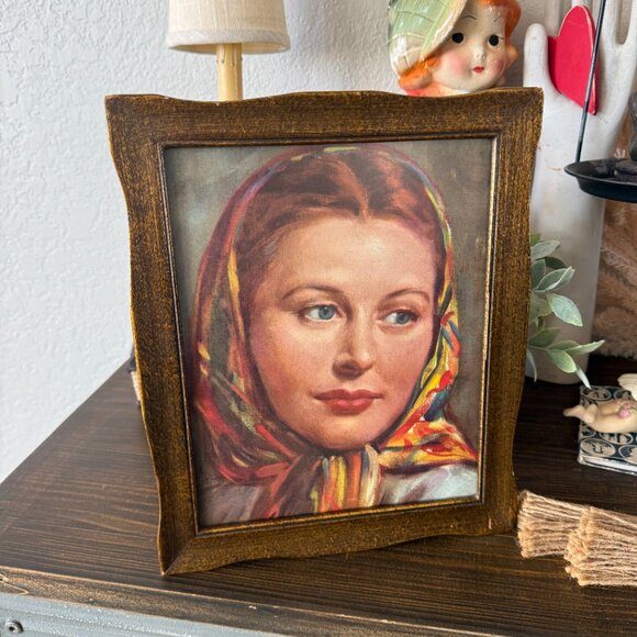1950's Framed Picture with Beautiful Lady - Picture 6 of 13